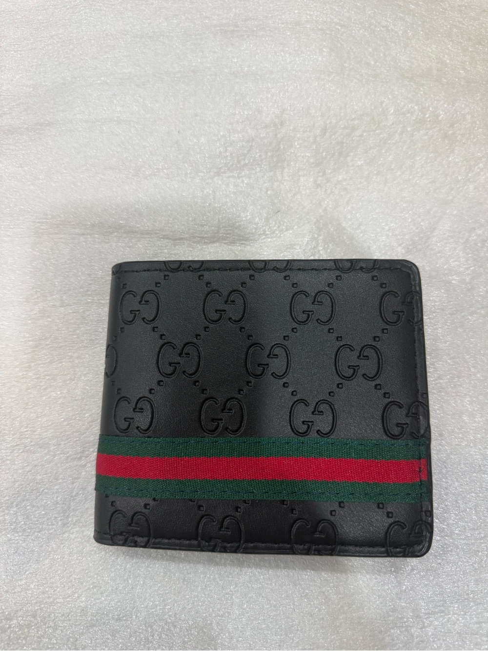 Gucci Black Leather Wallet with Green and Red Web Stripe